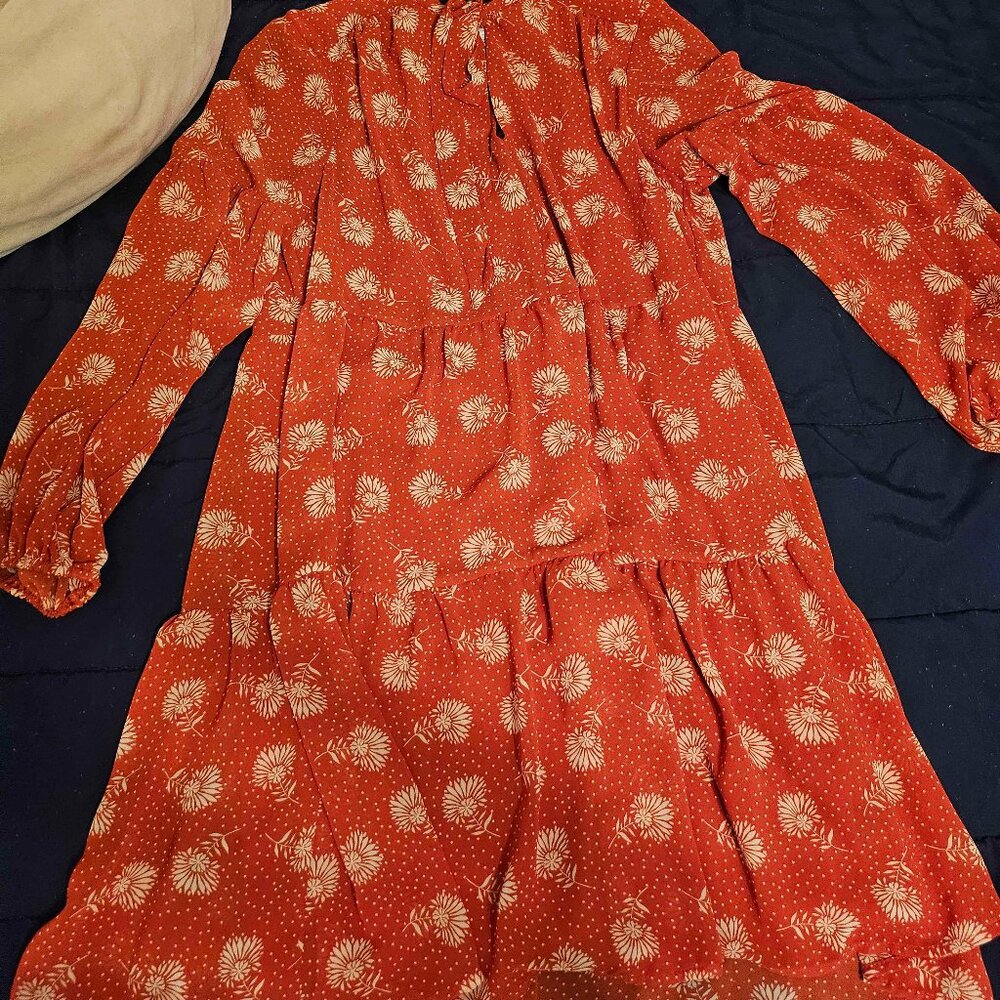 NEVER WORN Luxology RED FLORAL DRESS S